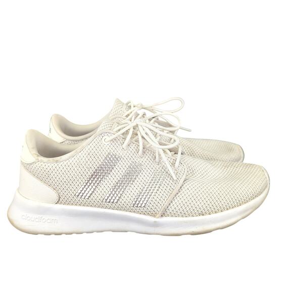 Adidas QT Racer Cloudfoam EE8088 Off-white with Silver Stripes Women's Size 8‎ - Picture 1 of 8